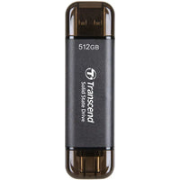 Transcend ESD310C 512GB Dual USB 10GBPS Portable SSD USB Type-A, USB Type-C | TS512GESD310C - up to 1050 MB/s