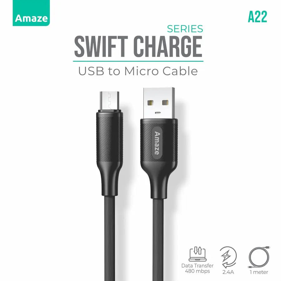 Amaze Swift Series USB to Micro Cable 2.4A 1m | A22